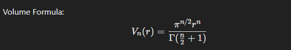 N-Dimensional Sphere formula